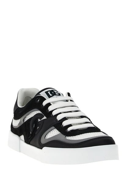 Sneakers by Dolce & Gabbana for men in calfskin leather & polyester bicolour, black & white presents a impeccable silhouette as Men's Fashion Calfskin Leather & Polyester Sneakers, expertly defined by a impeccable fashion style for a impeccable, high-fashion look.