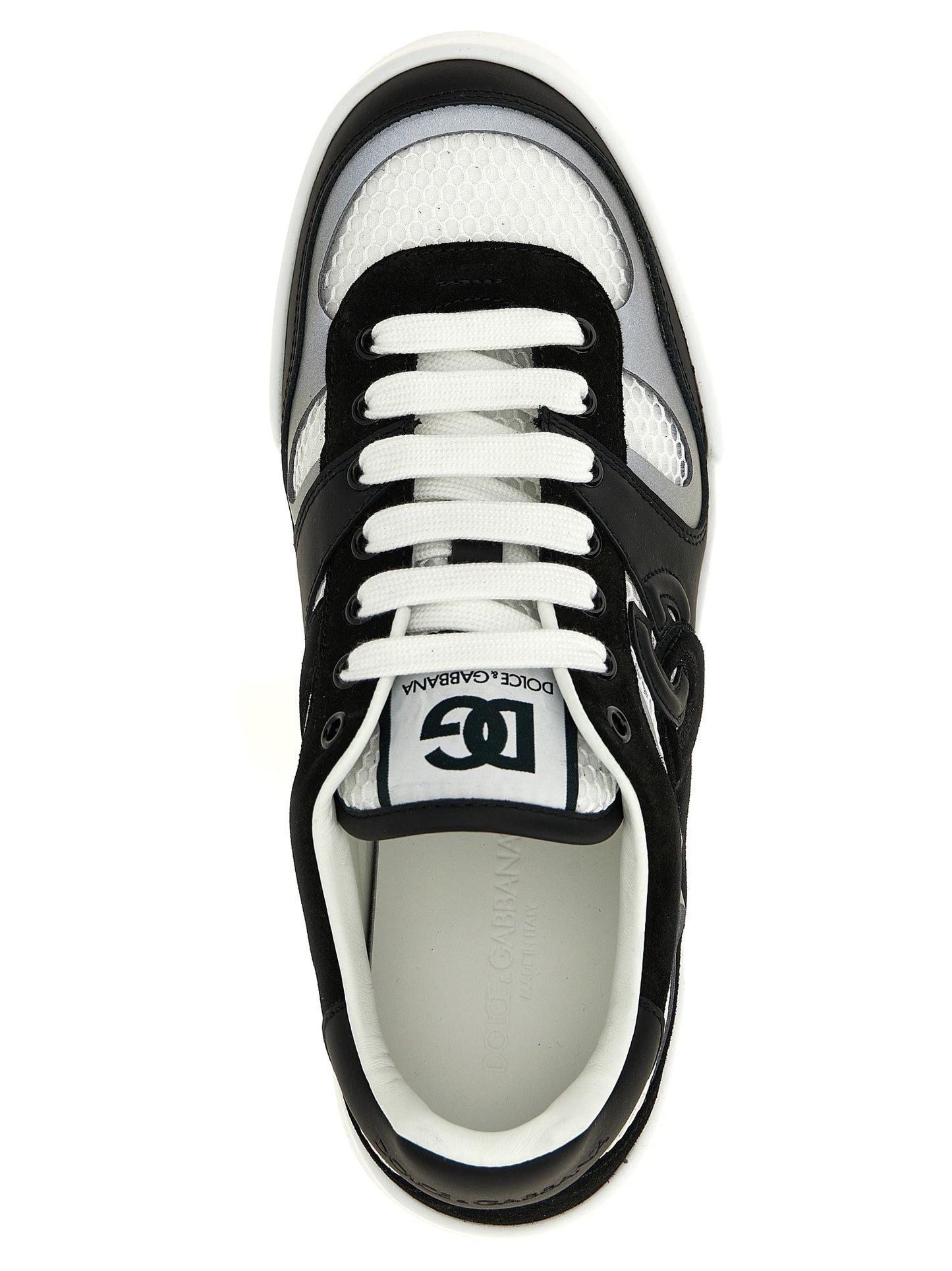 Sneakers by Dolce & Gabbana for men in calfskin leather & polyester bicolour, black & white features an timeless silhouette from the Men's Fashion Calfskin Leather & Polyester Sneakers collection, showcasing a signature fashion style with an timeless finish.