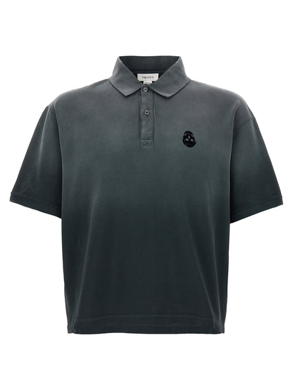 Polo Shirt by Alexander McQueen for men in velvet cotton gradient & gray showcases a sharp silhouette, detailed with a refined and sharp short-sleeve for a sophisticated finish.