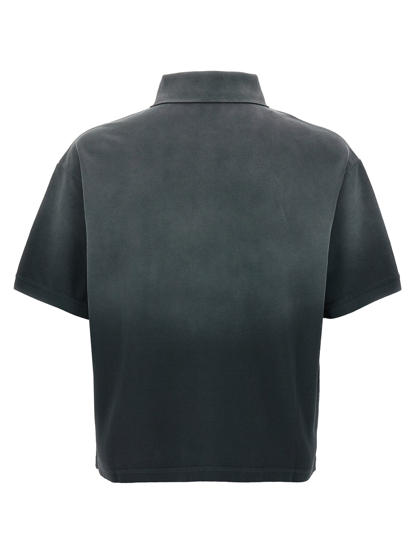 Polo Shirt by Alexander McQueen for men in velvet cotton gradient & gray showcases a sharp silhouette, detailed with a refined and sharp for a sophisticated finish.
