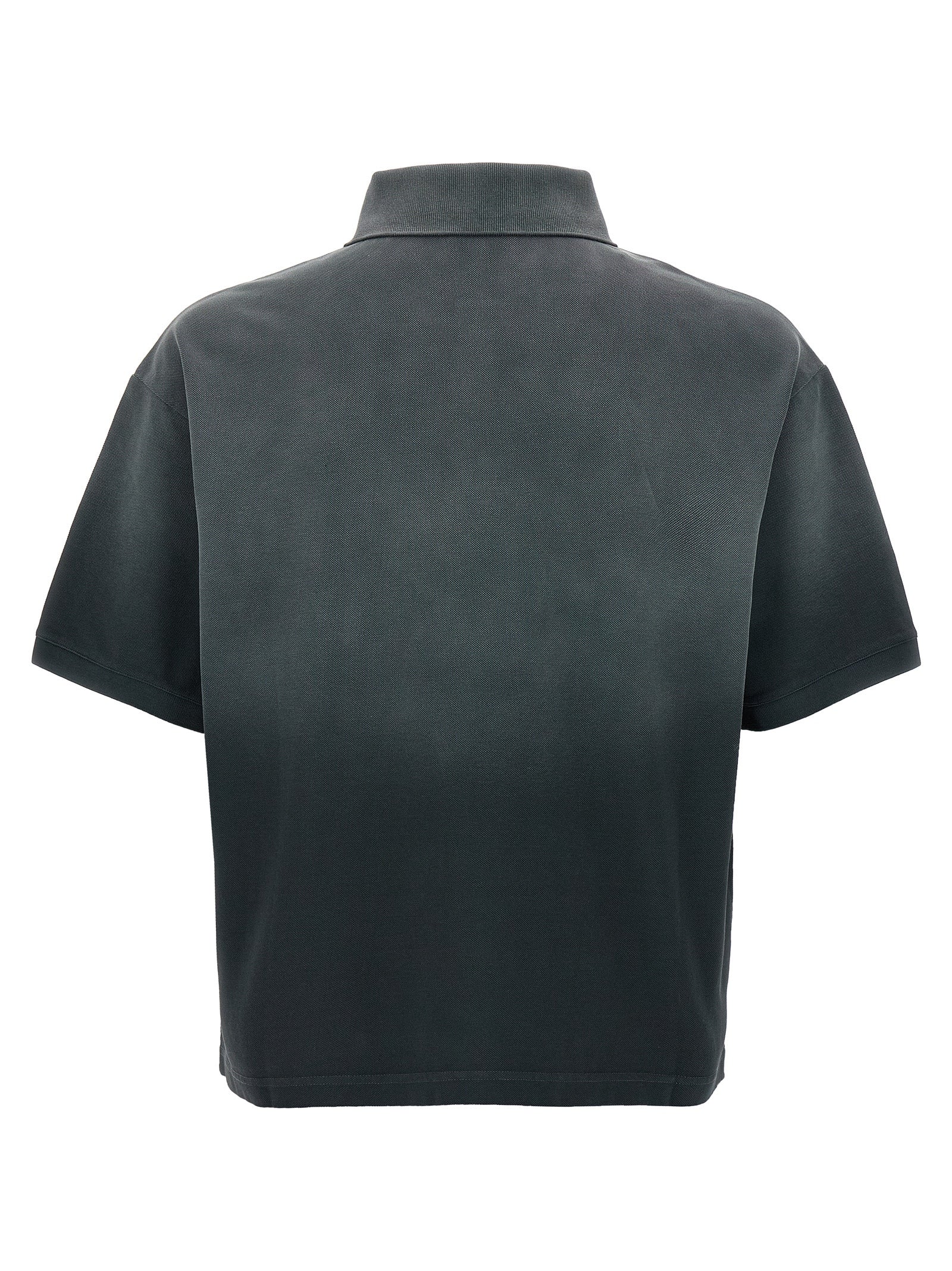 Polo Shirt by Alexander McQueen for men in velvet cotton gradient & gray showcases a sharp silhouette, detailed with a refined and sharp for a sophisticated finish.