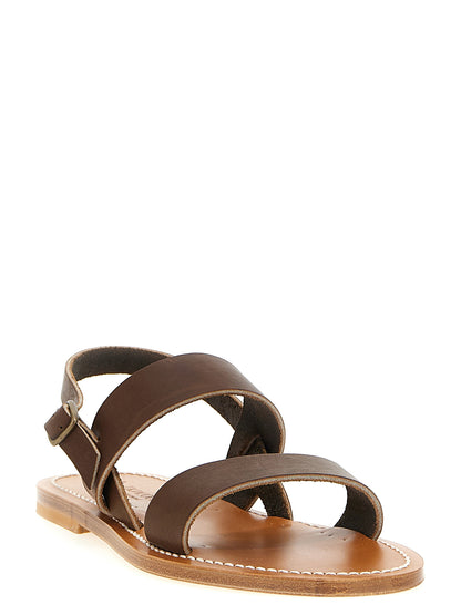 Flat Sandals by K.JACQUES SAINT TROPEZ for men in bos taurus cowhide leather brown features an statuesque Men's Bos Taurus Cowhide Leather Flat Sandals silhouette with a refined flat and elegant .