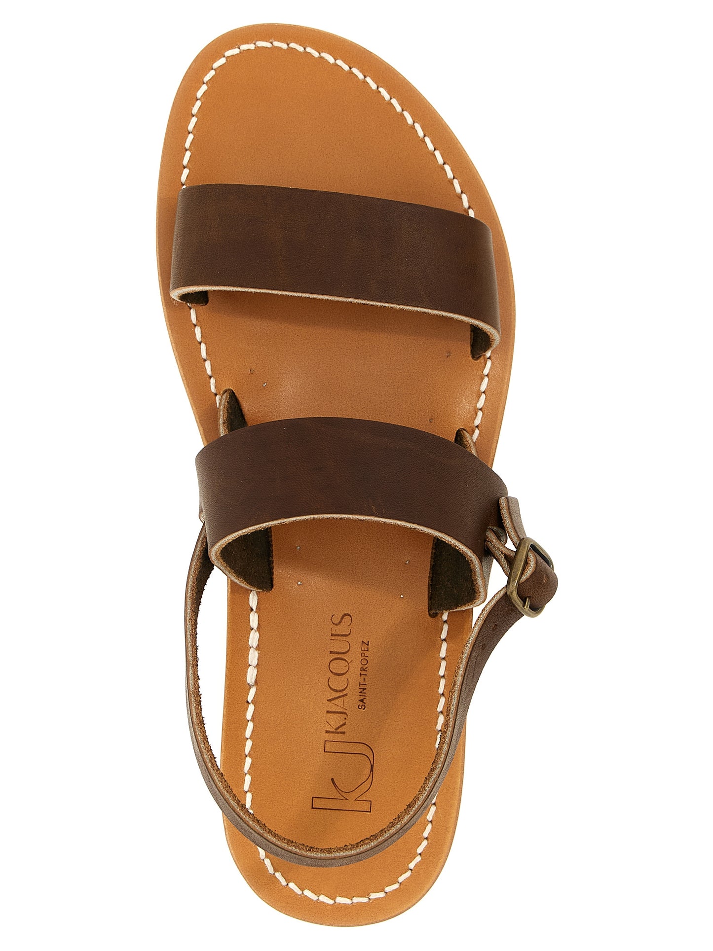 Flat Sandals by K.JACQUES SAINT TROPEZ for men in bos taurus cowhide leather brown features an exquisite silhouette, showcasing the exquisite Men's Bos Taurus Cowhide Leather Flat Sandals with a flat and .