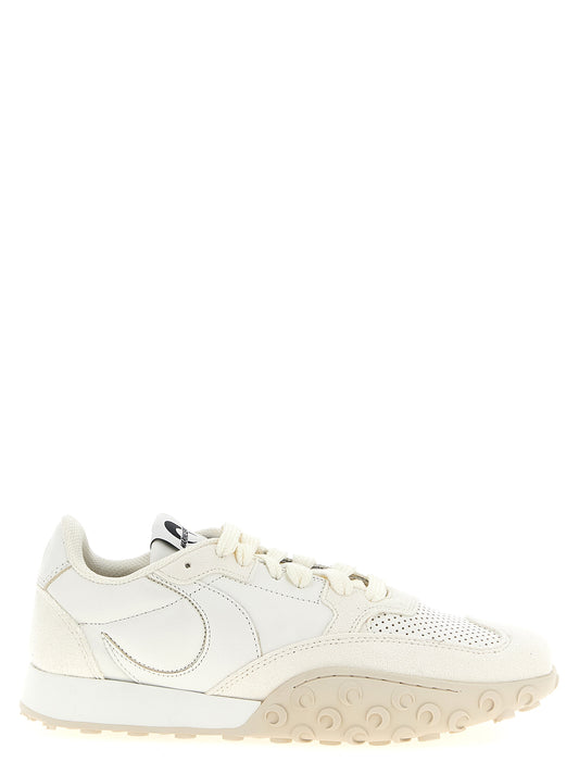 Athletic Sneakers Marine Serre women suede calfskin leather white featuring a avant-garde Women's Athletic Suede Calfskin Leather Sneakers design with a avant-garde athletic style for a refined finish.