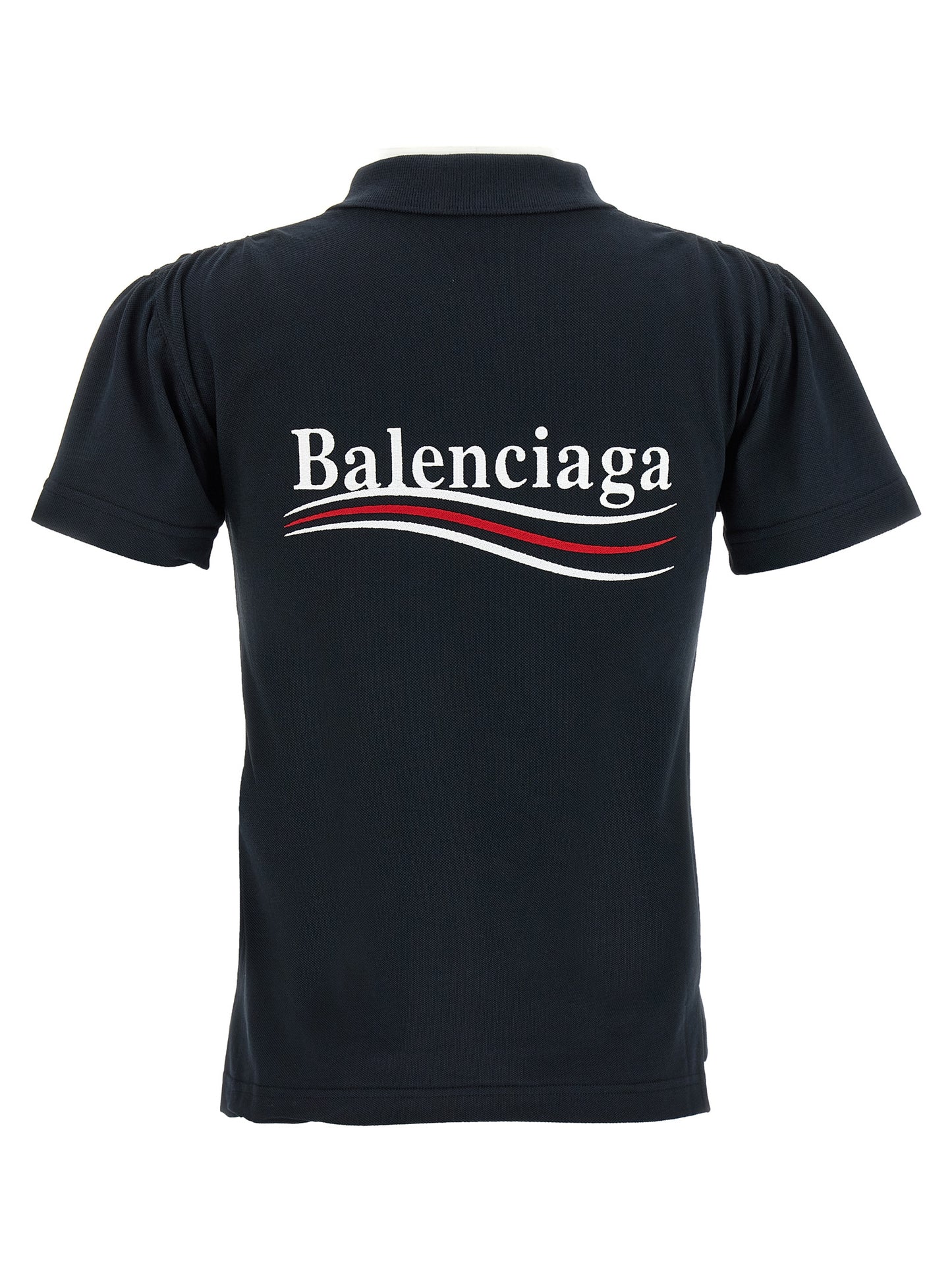 Polo Shirt by Balenciaga for women in cotton blue presents a sleek silhouette, featuring a refined and for a sleek finish.