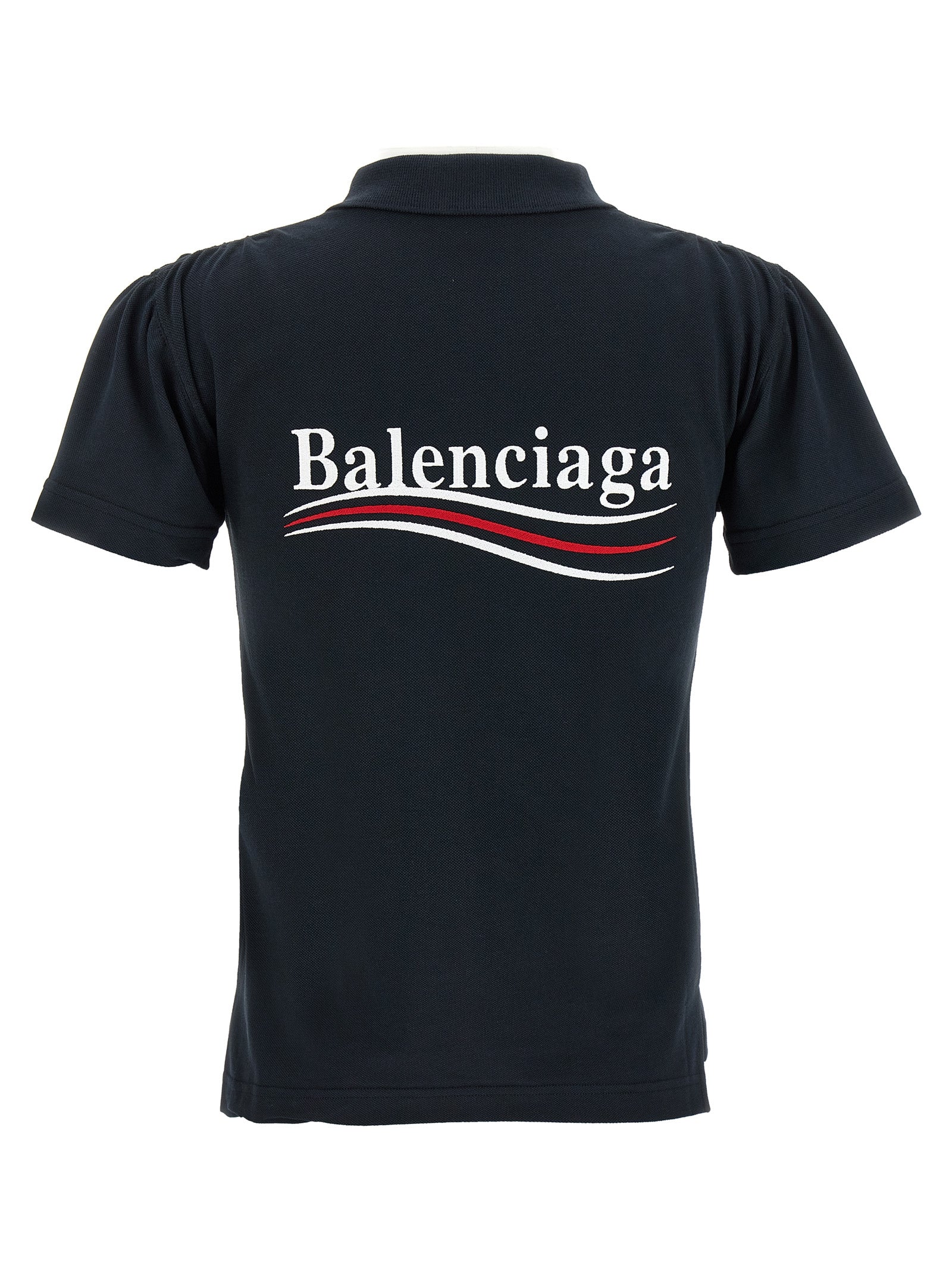 Polo Shirt by Balenciaga for women in cotton blue presents a sleek silhouette, featuring a refined and for a sleek finish.