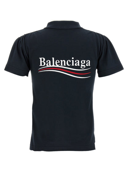 Polo Shirt by Balenciaga for women in cotton blue presents a sleek silhouette, featuring a refined and for a sleek finish.