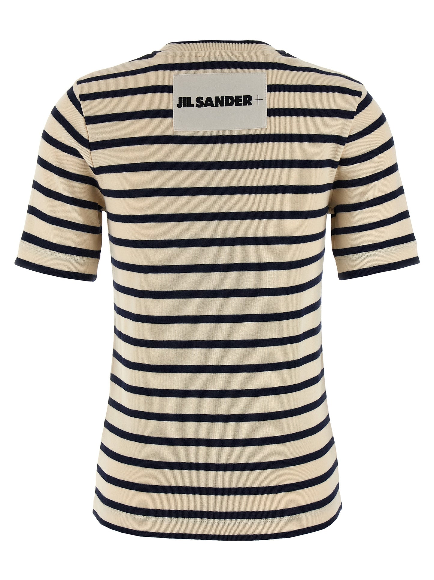 T-Shirt by Jil Sander for women in cotton multicolor & striped showcases a unassuming silhouette, artfully detailed with a refined crew neckline and unassuming for a sophisticated, contemporary look.