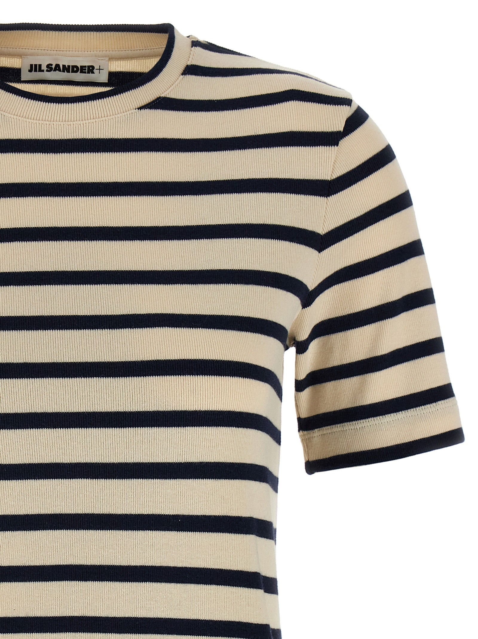 T-Shirt by Jil Sander for women in cotton multicolor & striped features a plush silhouette, showcasing a sophisticated and for a truly plush finish.