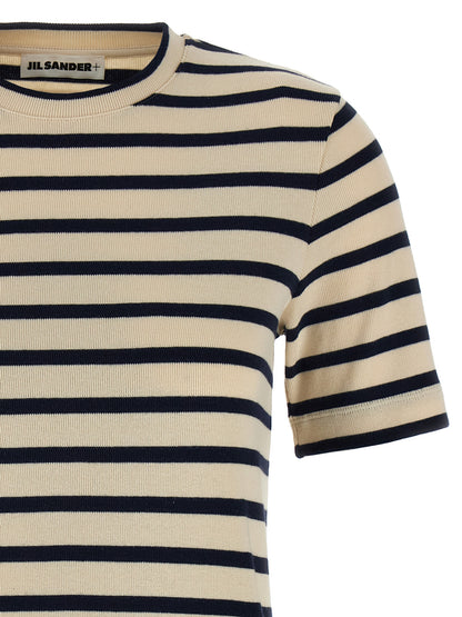 T-Shirt by Jil Sander for women in cotton multicolor & striped features a plush silhouette, showcasing a sophisticated and for a truly plush finish.