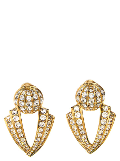 Earrings by Valentino Garavani for women in calfskin leather gold showcases a artisanal silhouette, artfully capturing the essence of Women's Clip On Gold Brass Earrings with its exquisite clip-on.