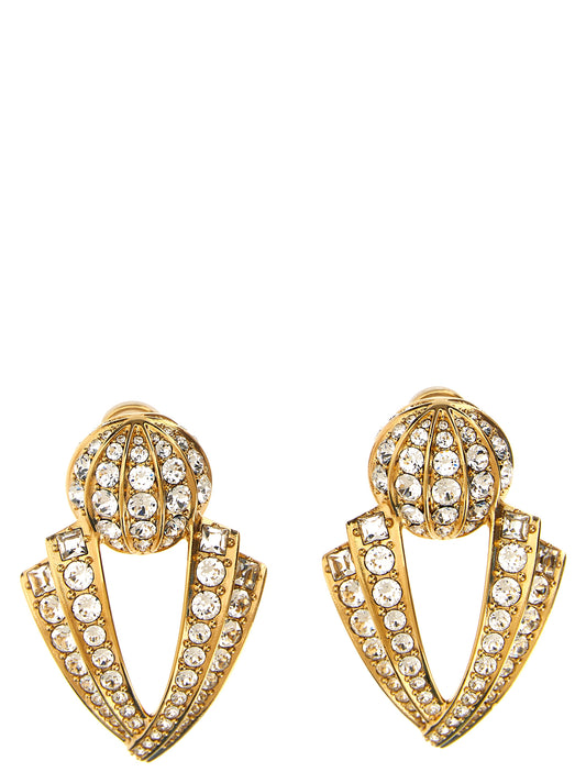 Earrings by Valentino Garavani for women in calfskin leather gold showcases a artisanal silhouette, artfully capturing the essence of Women's Clip On Gold Brass Earrings with its exquisite clip-on.