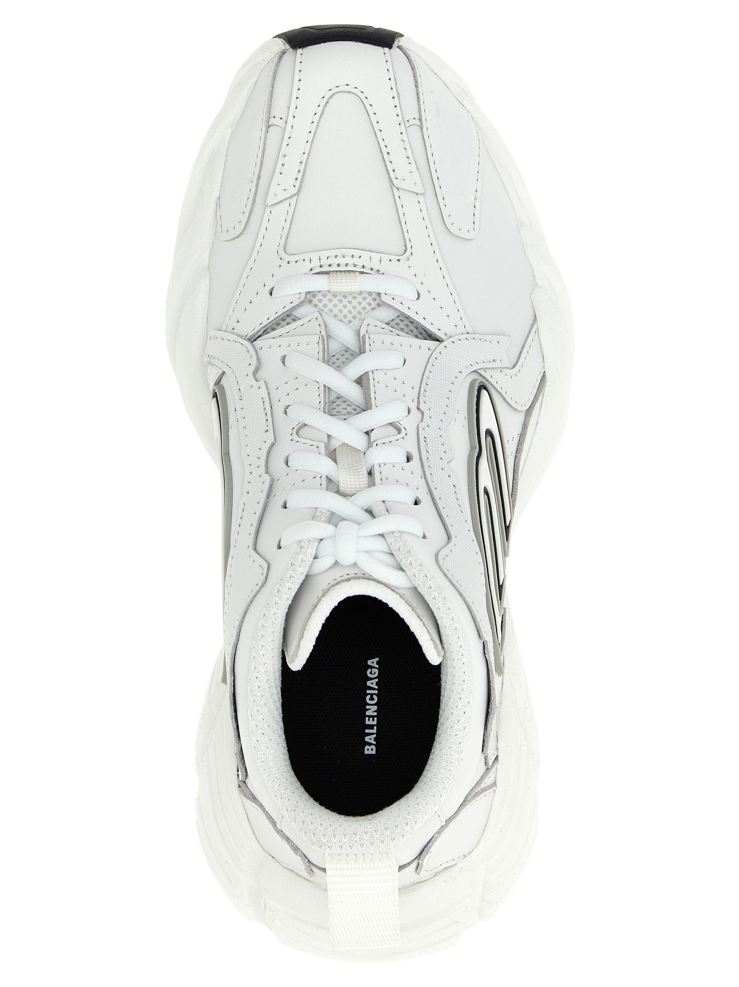 Athletic Sneakers by Balenciaga for women in polyester & cowhide leather white showcases an impeccable silhouette, defined by an impeccable athletic style design that perfectly captures the essence of the Women's Athletic Polyester & Cowhide Leather Sneakers.