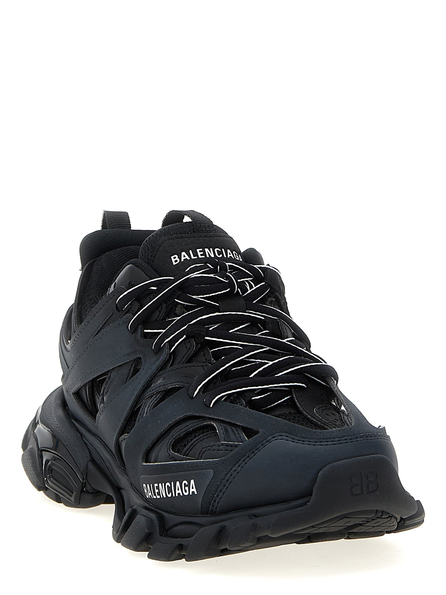 Athletic Sneakers by Balenciaga for women in polyester polyurethane & nylon black features an effortless chic silhouette, showcasing the signature athletic style of the Track Women's Athletic Polyester Polyurethane & Nylon Sneakers collection with a truly effortless chic finish.