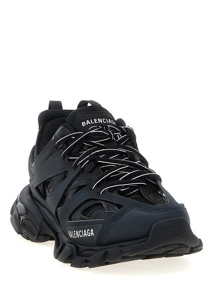 Athletic Sneakers by Balenciaga for women in polyester polyurethane & nylon black features an effortless chic silhouette, showcasing the signature athletic style of the Track Women's Athletic Polyester Polyurethane & Nylon Sneakers collection with a truly effortless chic finish.