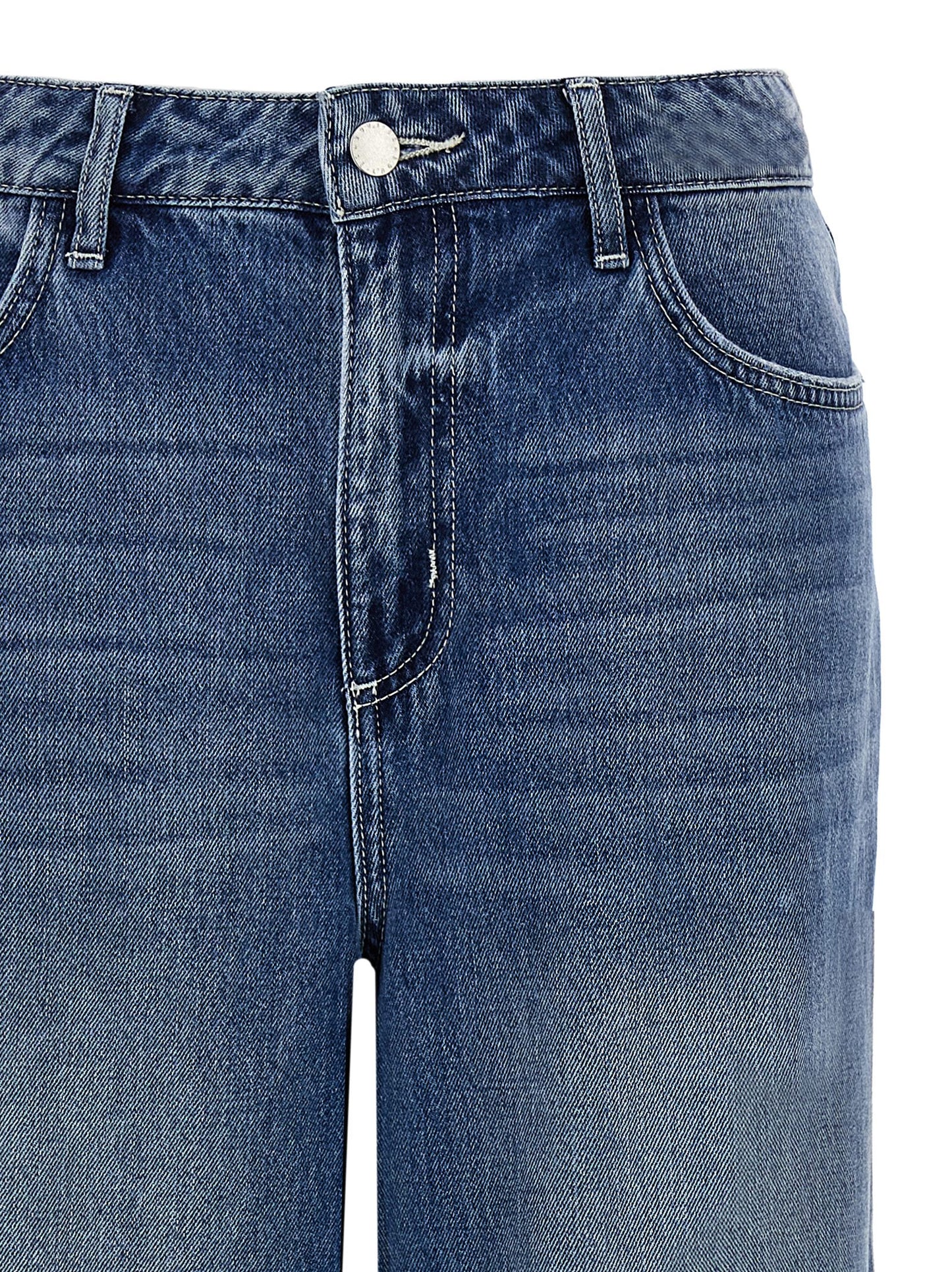 Jeans by L'Agence for women in denim cotton blue features a refined silhouette with a refined wide, defined by a high rise and a refined short for a refined finish.