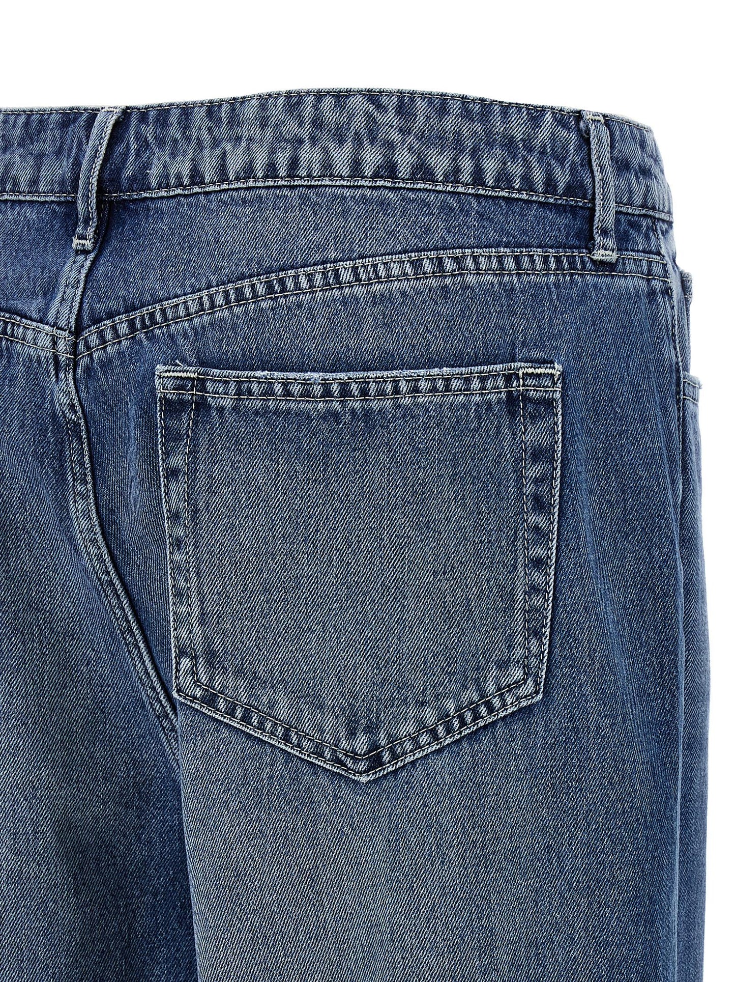 Jeans by L'Agence for women in denim cotton blue presents a tailored silhouette, showcasing a tailored wide and short cut with a refined high rise for a truly tailored aesthetic.
