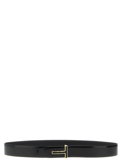 Belt by Tom Ford for men in calfskin leather black features a bohemian chic silhouette, showcasing the bohemian chic Calfskin Leather Belt design with a sophisticated bohemian chic finish.