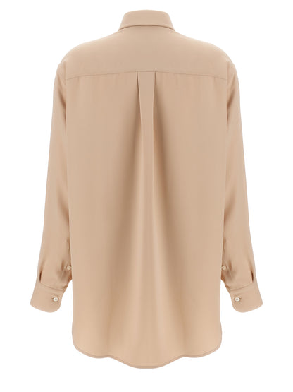 Blouse by Brioni for women in silk multicolor & pink features an architectural silhouette with a refined and elegant for a architectural look.