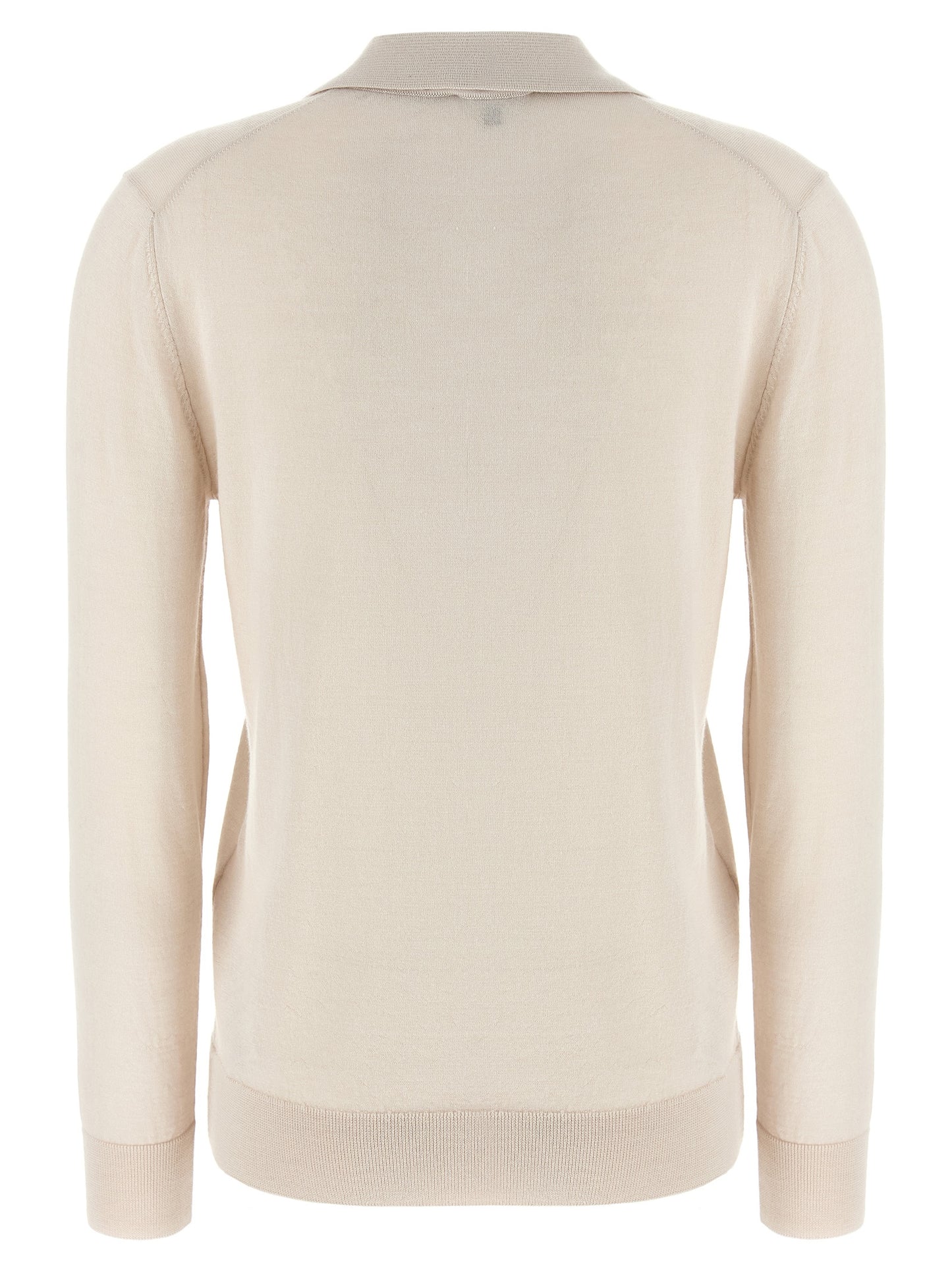 Polo Shirt by Brioni for women in cashmere silk beige presents a sleek silhouette, featuring a refined v-neck neckline and for a sleek finish.