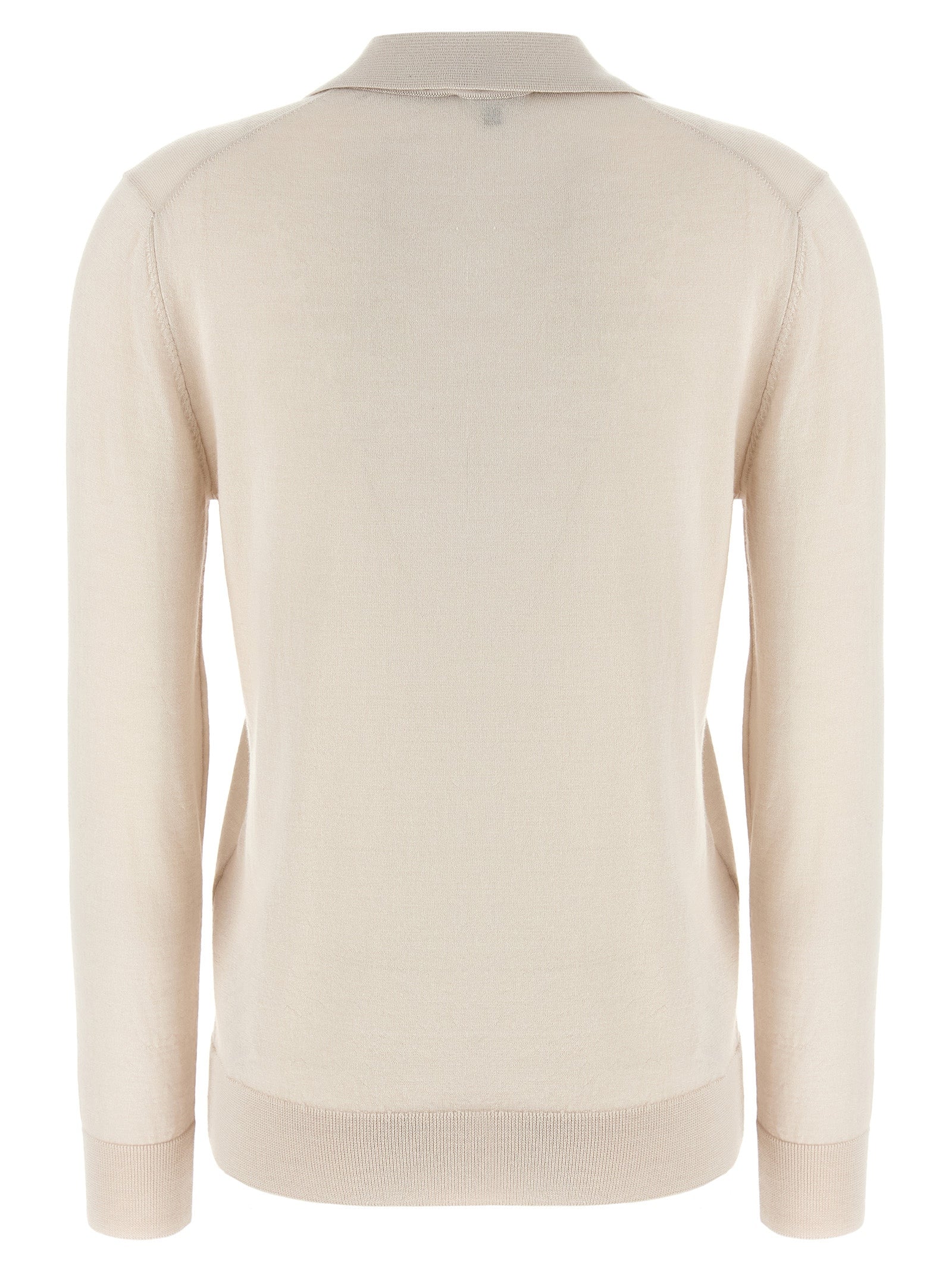 Polo Shirt by Brioni for women in cashmere silk beige presents a sleek silhouette, featuring a refined v-neck neckline and for a sleek finish.