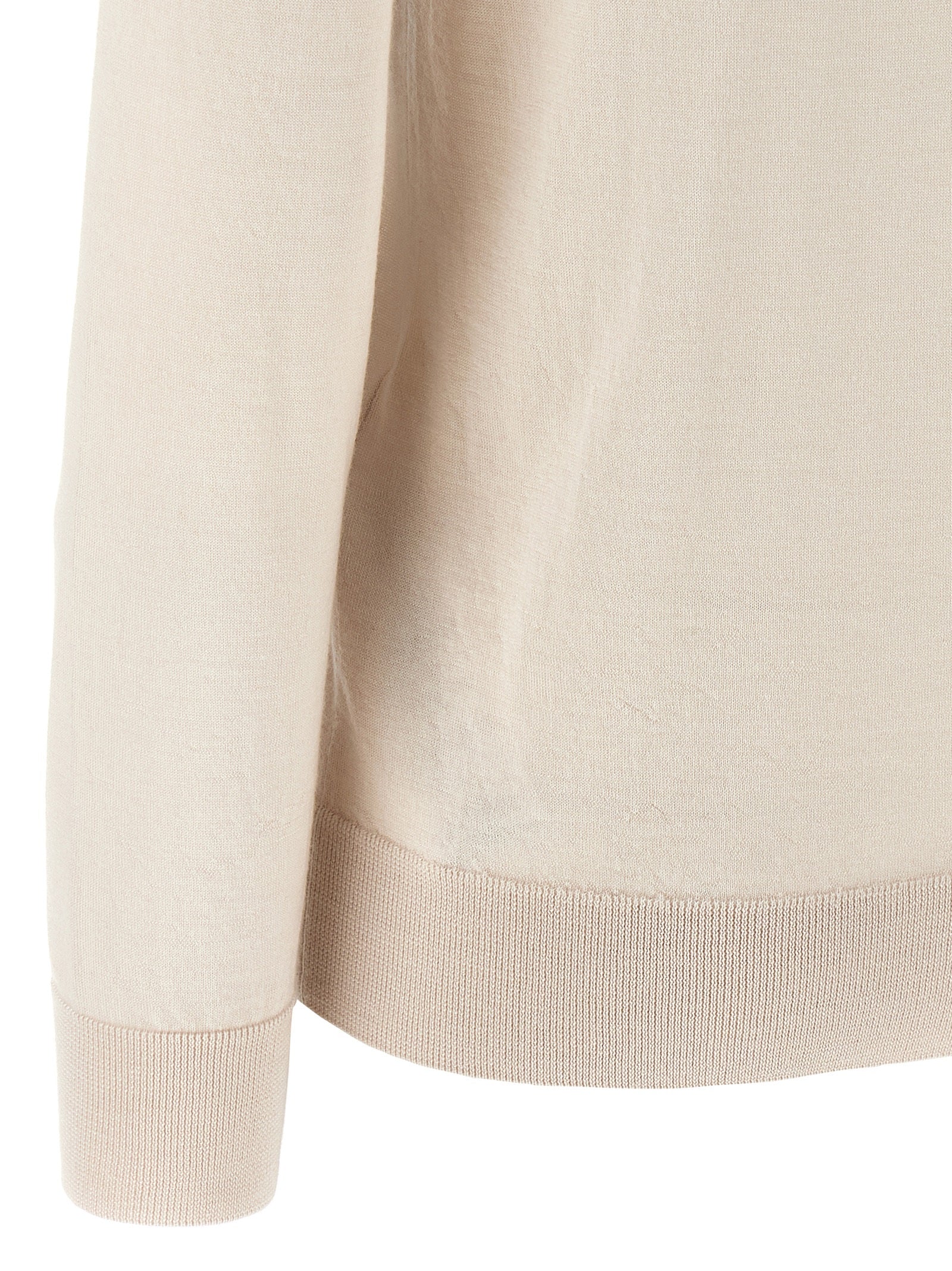 Polo Shirt by Brioni for women in cashmere silk beige showcases a sharp silhouette, detailed with a refined and sharp for a sophisticated finish.
