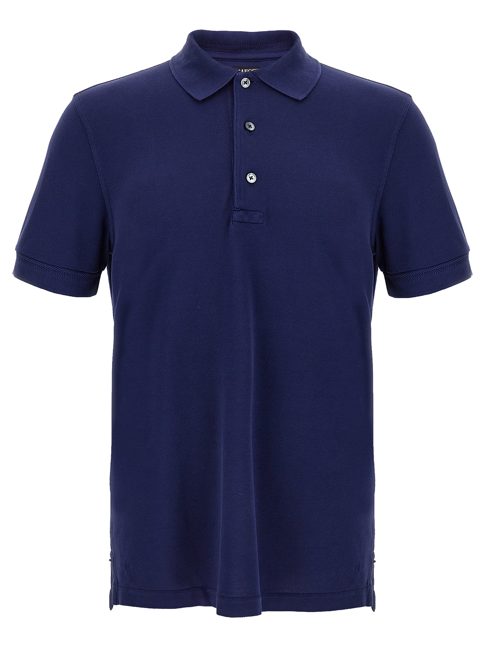 Polo Shirt by Tom Ford for men in lyocell & cotton blue & patterned presents a distinguished silhouette, showcasing a sophisticated and distinguished short-sleeve for a truly distinguished finish.