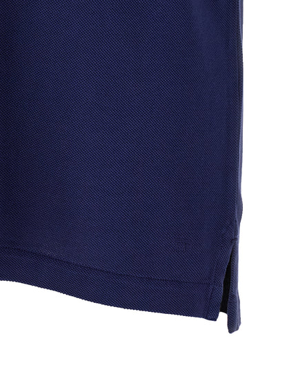 Polo Shirt by Tom Ford for men in lyocell & cotton blue & patterned presents a crisp silhouette, artfully detailed with a crisp and crisp .