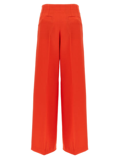 Trousers by Brioni for women in wool & silk multicolor & red presents a smart silhouette, meticulously detailed with a smart straight-leg & wide, a smart long, and a smart .