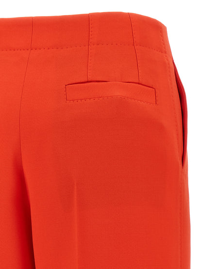 Trousers by Brioni for women in wool & silk multicolor & red features an on trend silhouette, showcasing a sophisticated straight-leg & wide with a long and for an on trend finish.