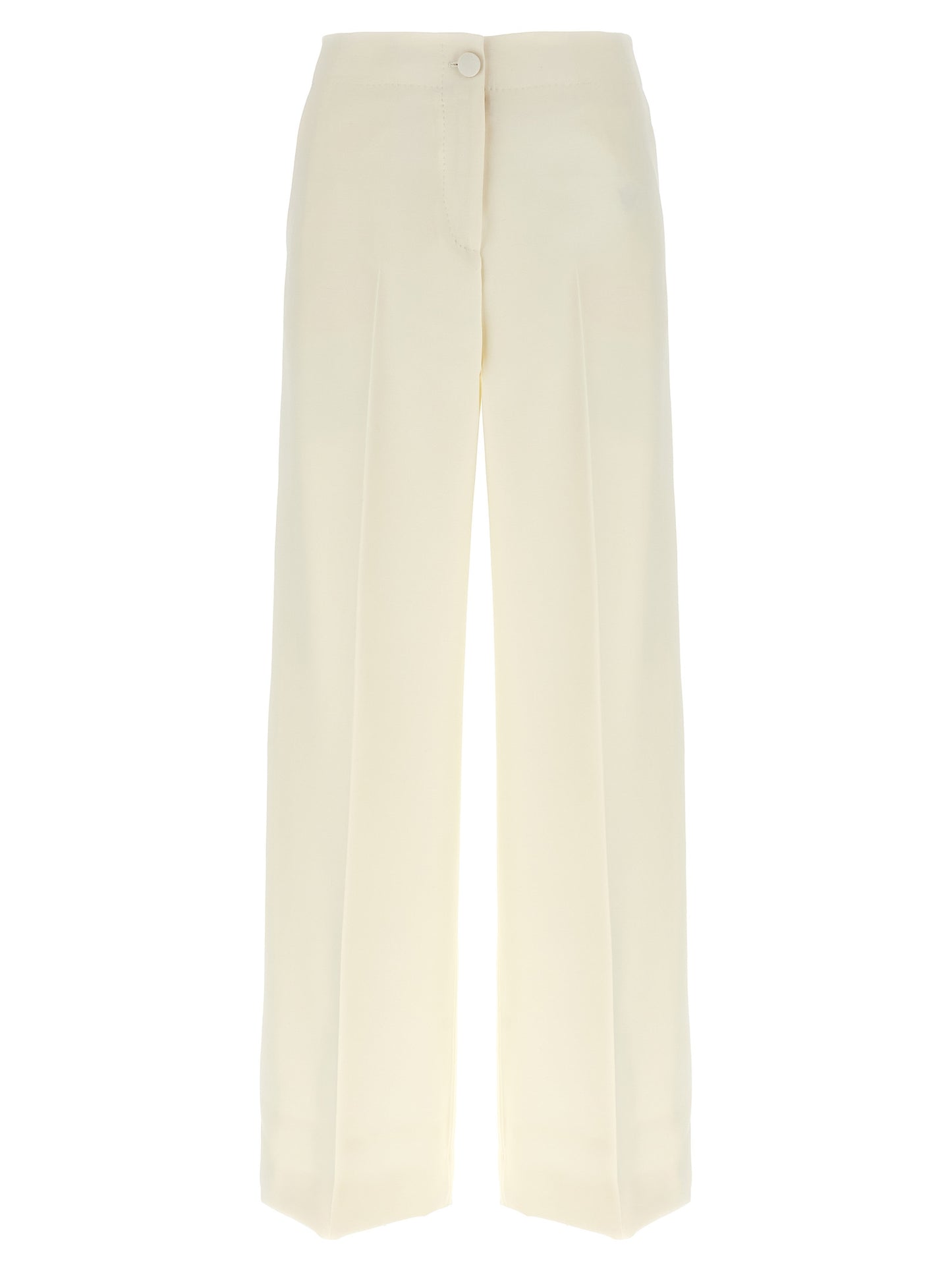 Trousers by Brioni for women in wool & silk white features an on trend silhouette, showcasing a sophisticated straight-leg & wide with a long and for an on trend finish.