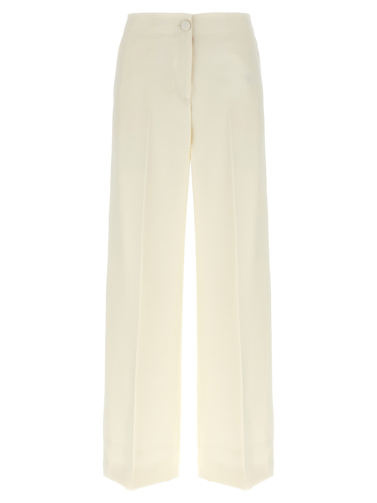 Trousers by Brioni for women in wool & silk white features an on trend silhouette, showcasing a sophisticated straight-leg & wide with a long and for an on trend finish.