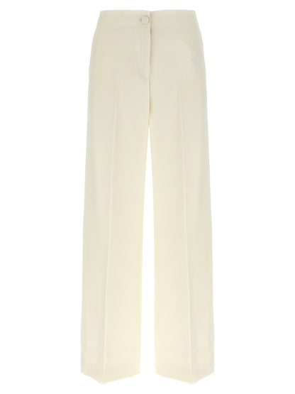 Trousers by Brioni for women in wool & silk white features an on trend silhouette, showcasing a sophisticated straight-leg & wide with a long and for an on trend finish.