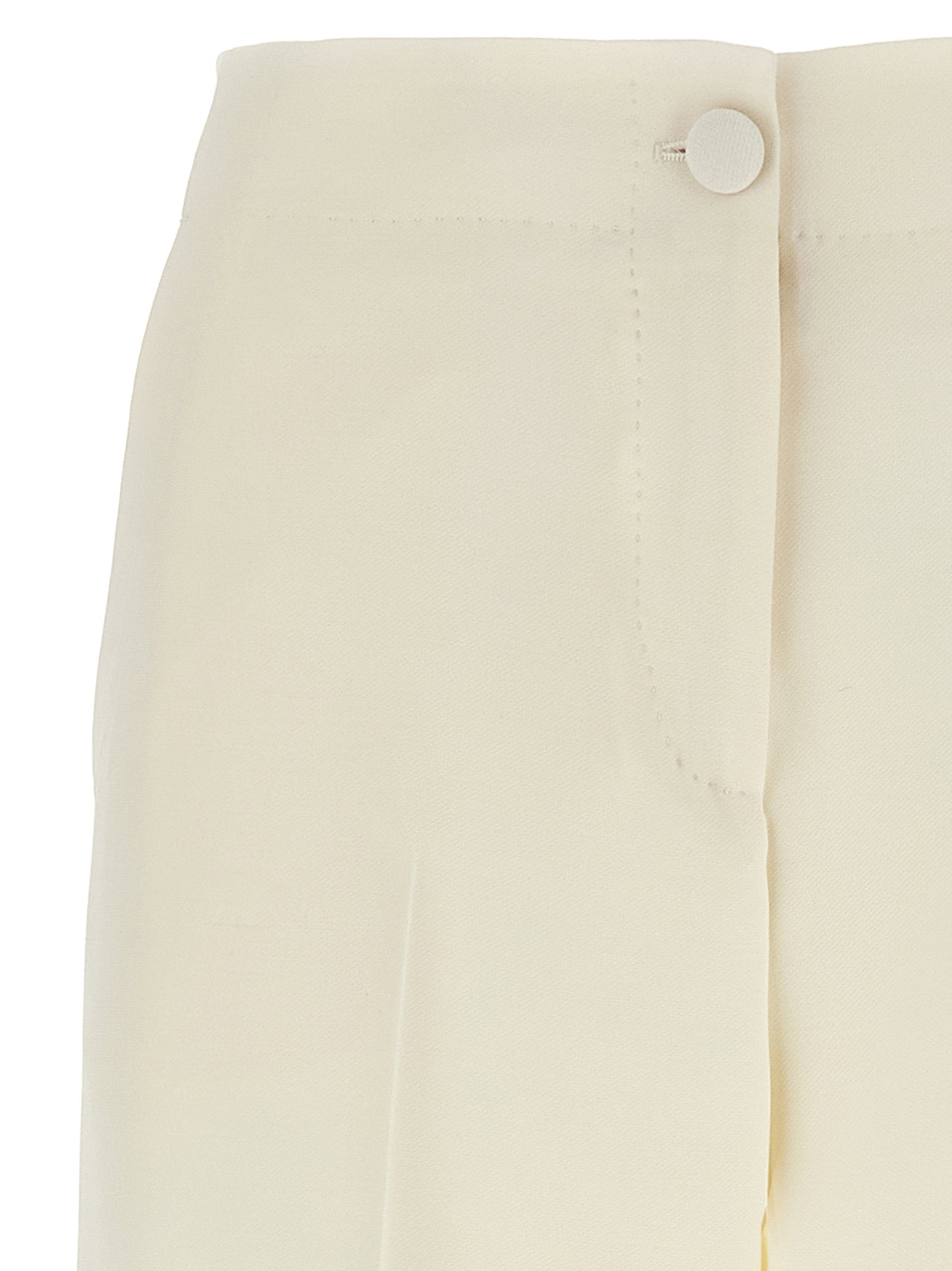 Trousers by Brioni for women in wool & silk white presents a smart silhouette, meticulously detailed with a smart straight-leg & wide, a smart long, and a smart .
