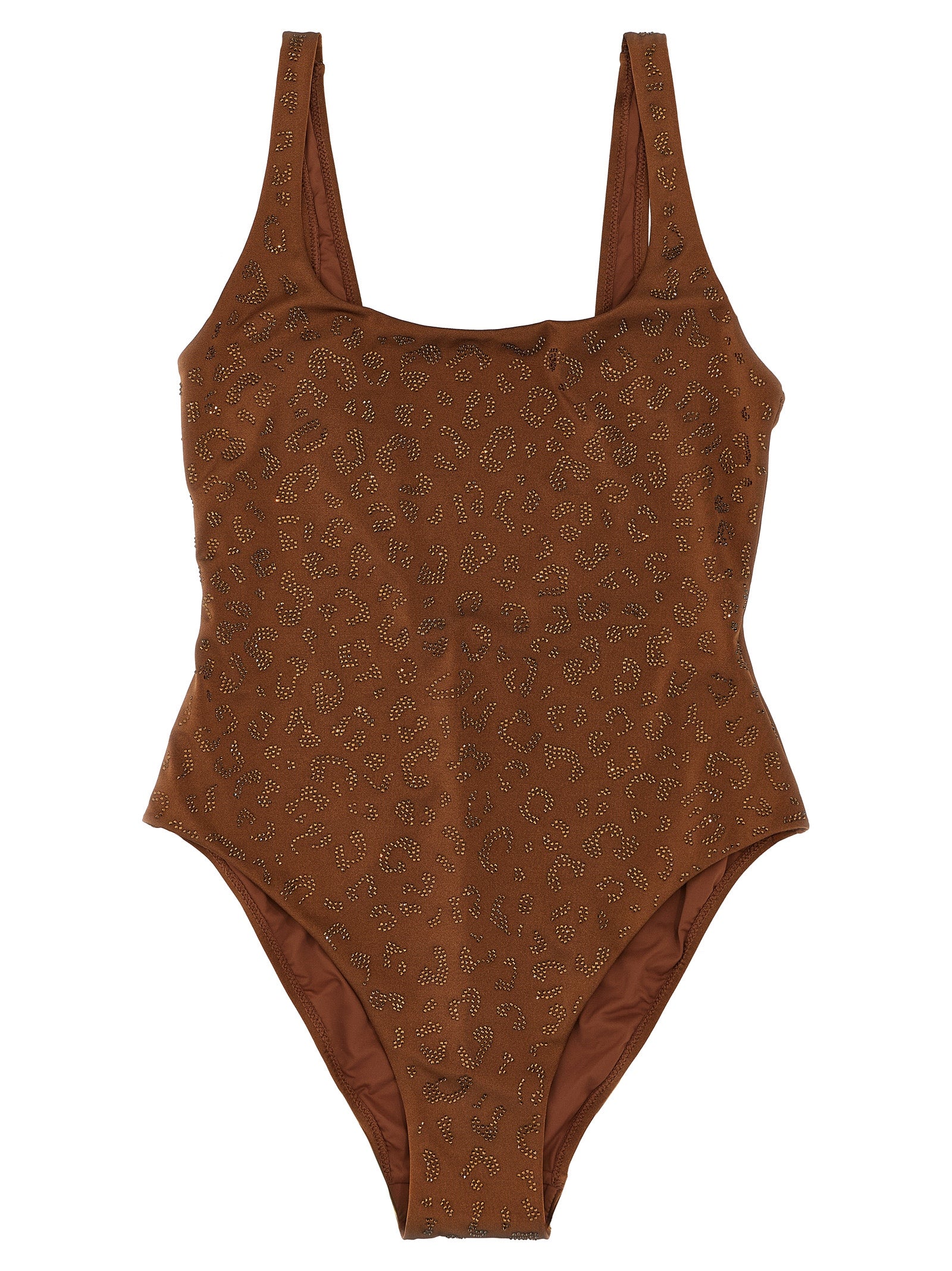 One-Piece Swimsuit by MC2 Saint Barth for women in polyester & rhinestones animal, brown & print features a exquisite silhouette, showcasing the exquisite design of this Women's Polyester & Rhinestones One-Piece Swimsuit with a exquisite fit and cut.