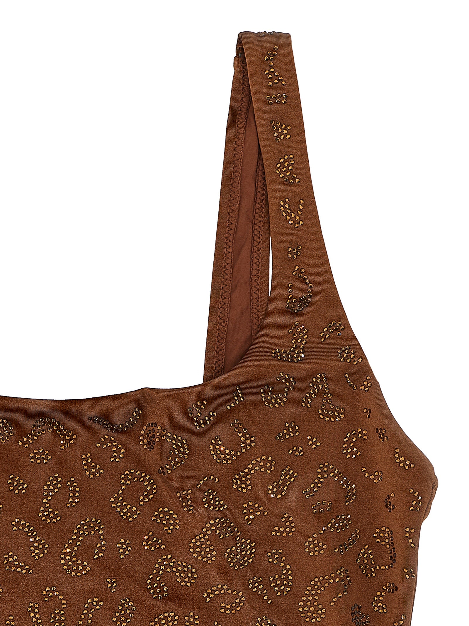 One-Piece Swimsuit by MC2 Saint Barth for women in polyester & rhinestones animal, brown & print features an magnificent silhouette that beautifully showcases the elegant Women's Polyester & Rhinestones One-Piece Swimsuit design with a magnificent fit.