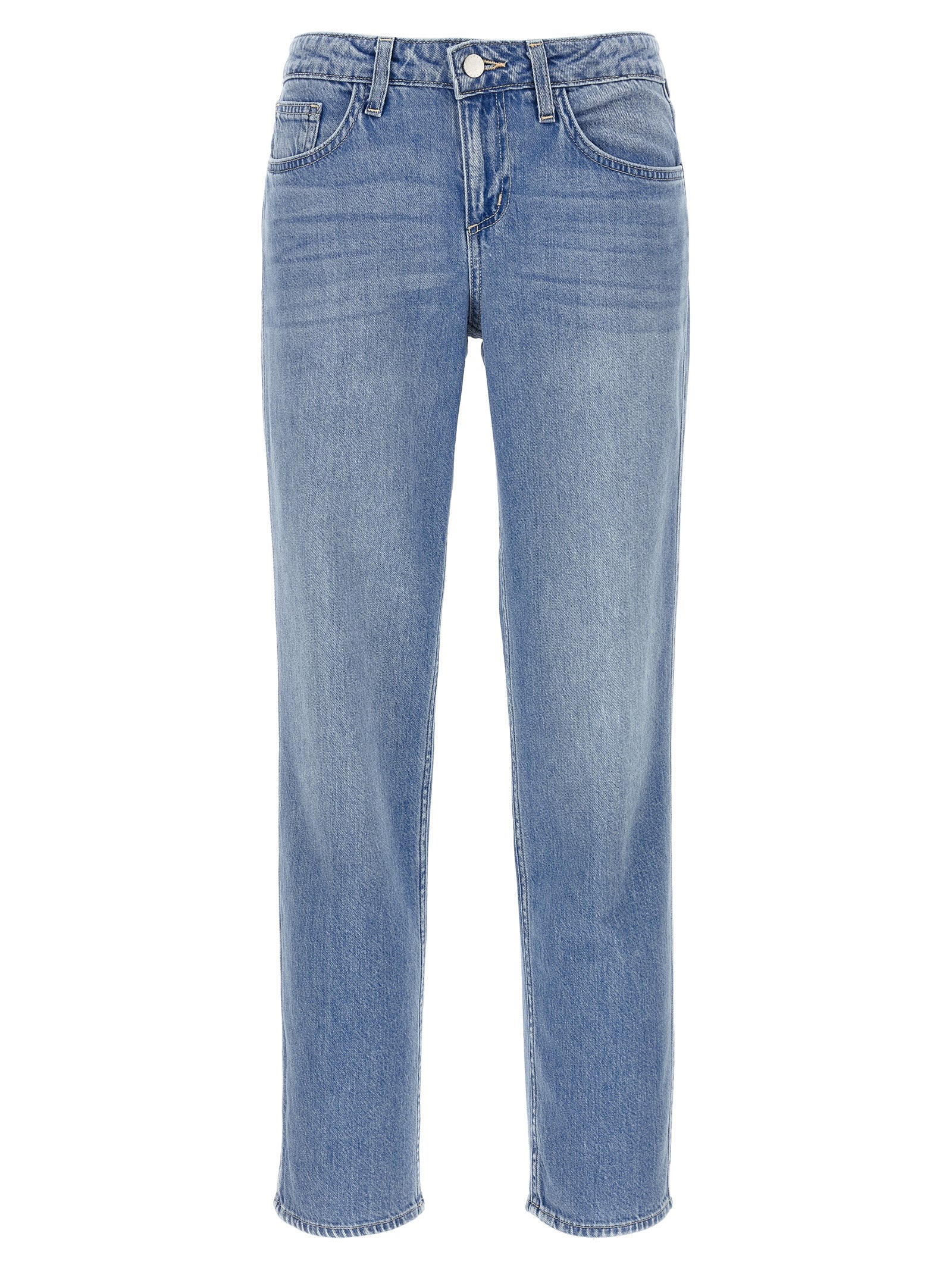Jeans by L'Agence for women in denim cotton light-blue features an sartorial straight-leg and long with a low rise cut for a sartorial finish.