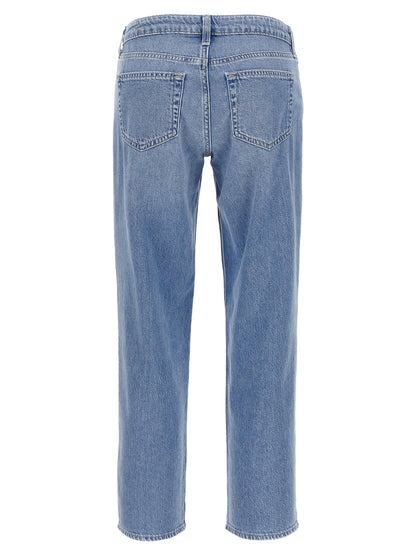 Jeans by L'Agence for women in denim cotton light-blue presents a tailored silhouette, showcasing a tailored straight-leg and long cut with a refined low rise for a truly tailored aesthetic.