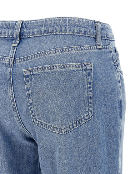 Jeans by L'Agence for women in denim cotton light-blue features an refined tailoring silhouette, showcasing a premium straight-leg with a low rise and long cut for a refined tailoring look.