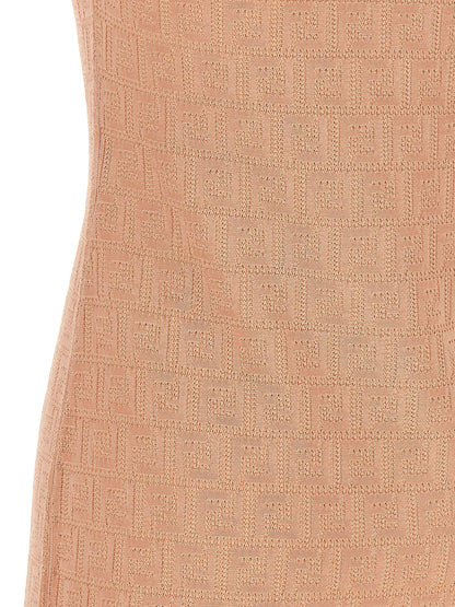 Dress by Fendi for women in cotton multicolor, pink & patterned features an sultry silhouette defined by a and , falling to an sultry short mini for a sultry look.