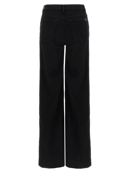 Jeans by 7 For All Mankind for women in stretch denim cotton black features an sartorial flared & wide and long with a high rise cut for a sartorial finish.