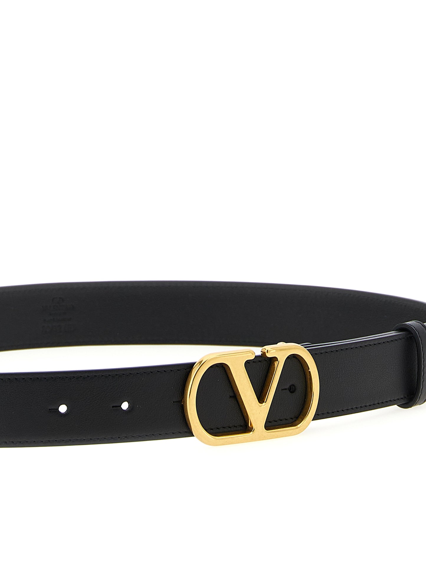 Belt by Valentino Garavani for women in calfskin leather black & gold features a versatile silhouette, artfully showcasing the versatile design of the V Logo Calfskin Leather Belt for a sophisticated, premium finish.