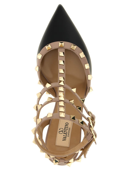Mid-Heel Pumps Heels by Valentino Garavani for women in lamb leather multicolor features an captivating silhouette, showcasing the elegant Rockstud Women's Lamb Leather Mid-Heel Pumps Heels design with a mid-heel and a sophisticated pointed toe style.