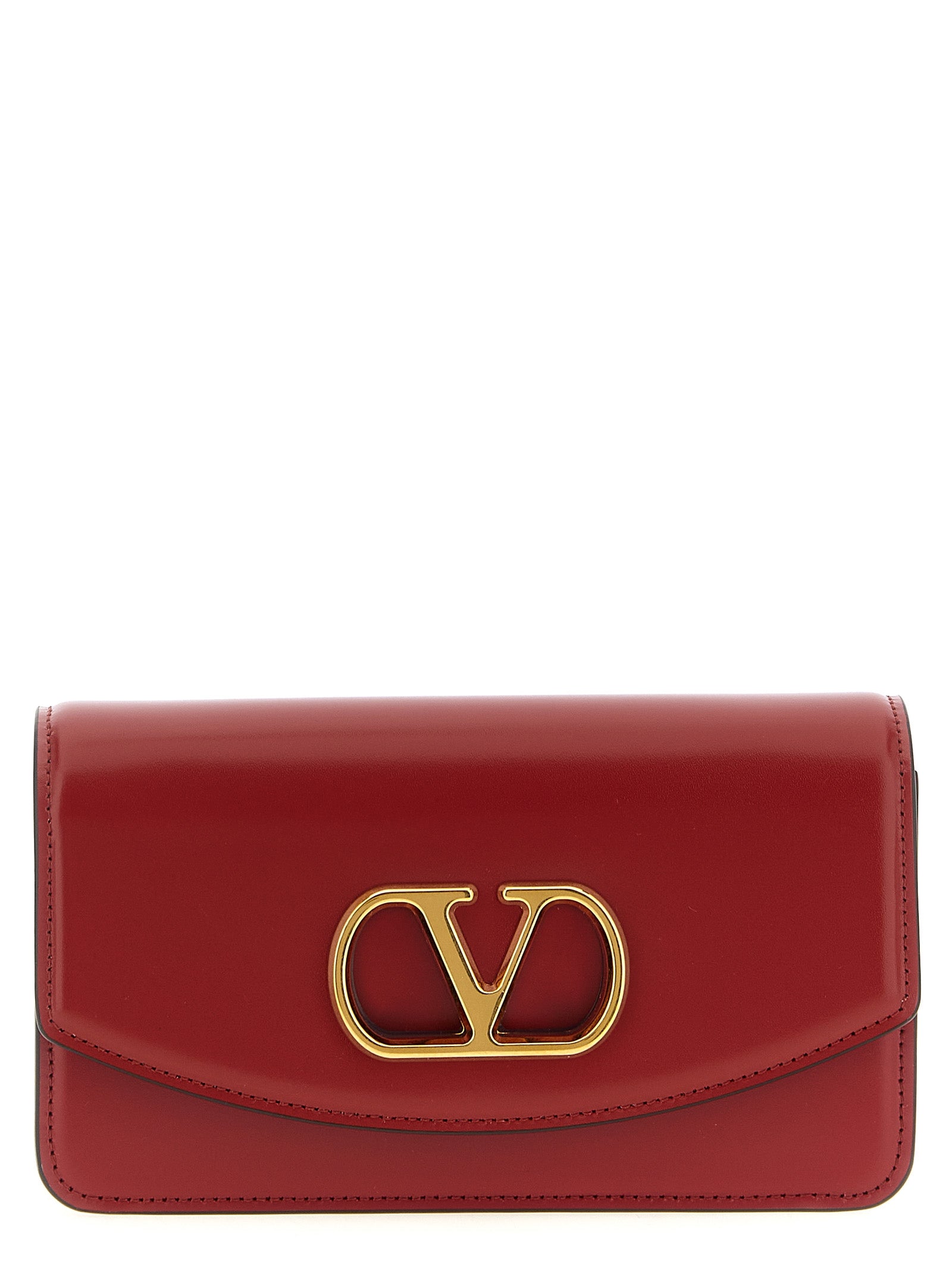 Evening Flap Clutch Handbag by Valentino Garavani for women in calfskin leather multicolor, red & signature showcases a sculptural silhouette, featuring a secure flap & magnetic, ample , and versatile shoulder-strap, adjustable-strap & detachable-strap for a sculptural aesthetic.