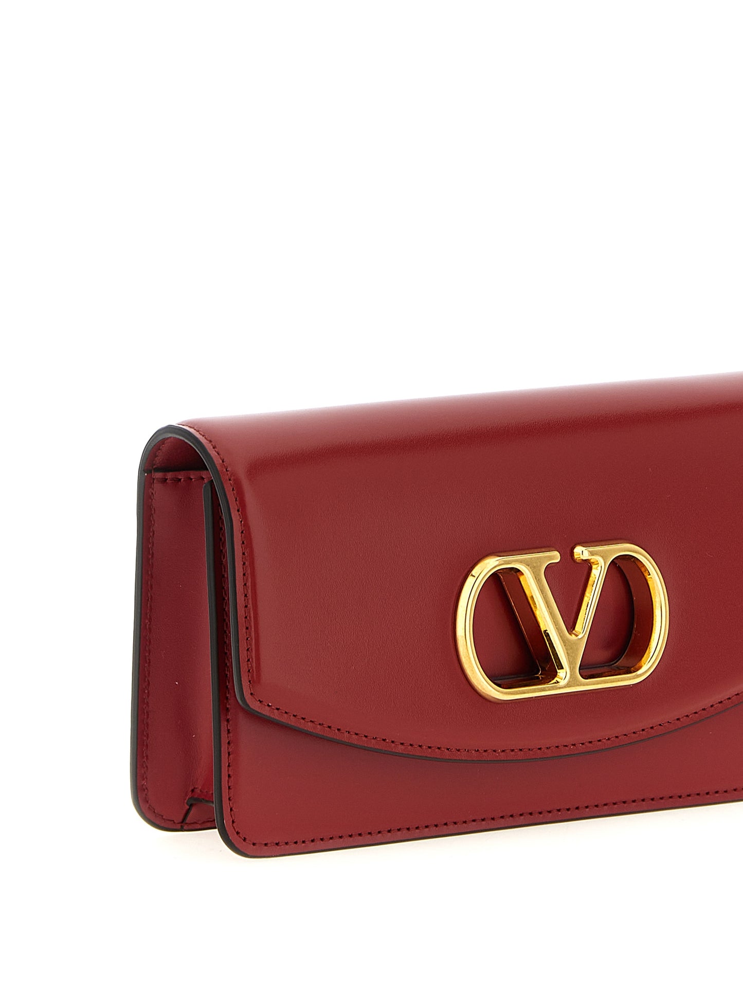 Evening Flap Clutch Handbag by Valentino Garavani for women in calfskin leather multicolor, red & signature showcases a sculptural silhouette, featuring a secure flap & magnetic, ample , and versatile shoulder-strap, adjustable-strap & detachable-strap for a sculptural aesthetic.