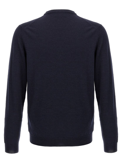 Cardigan by ZANONE for men in polyamide & virgin wool blue features a nuanced silhouette with a refined crew neckline and nuanced detailing for a sophisticated look.
