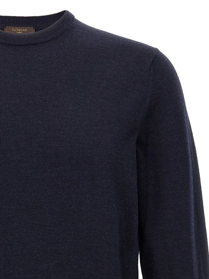 Cardigan by ZANONE for men in polyamide & virgin wool blue features a dramatic silhouette, showcasing a sophisticated crew neckline and dramatic detail for a timeless, premium look.
