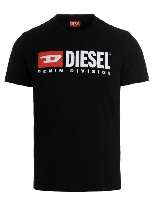 T-Shirt by Diesel for men in cotton black showcases a chic silhouette, artfully detailed with a chic crew neckline and short-sleeve for a chic finish.