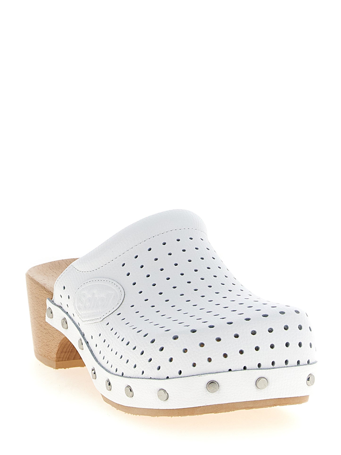 Clogs Flat Shoes by Balenciaga for women in calfskin leather white showcases a resplendent Women's Calfskin Leather Clogs Flat Shoes aesthetic with a and square toe style.