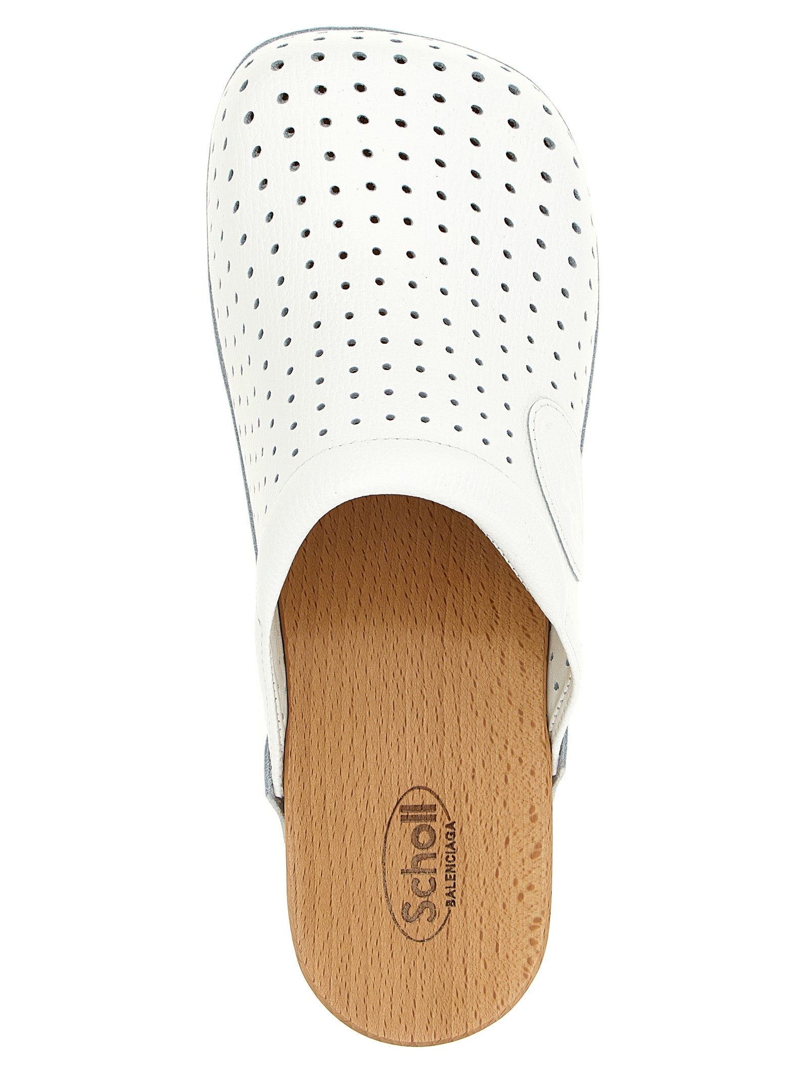 Clogs Flat Shoes by Balenciaga for women in calfskin leather white showcases a enchanting silhouette as part of the Women's Calfskin Leather Clogs Flat Shoes collection, defined by a enchanting square toe style and for a enchanting look.